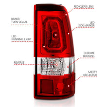 Load image into Gallery viewer, ANZO ANZ311326 ANZO 1999-2002 Chevy Silverado 1500 LED Taillights Plank Style Chrome With Red/Clear Lens