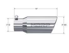 Load image into Gallery viewer, MBRP Universal Tip 4in OD 3in Inlet 10in Length Angled Rolled End T304 Steel Tubing MBRP