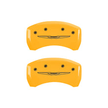 Load image into Gallery viewer, MGP 4 Caliper Covers Engraved Front & Rear Style 2/Chrysler Wing Yellow finish black ch Caliper Covers MGP