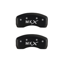 Load image into Gallery viewer, MGP 4 Caliper Covers Engraved Front Lincoln Engraved Rear MKX Red finish silver ch Caliper Covers MGP
