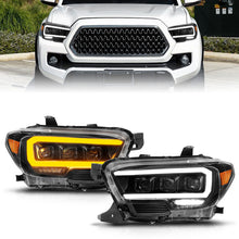 Load image into Gallery viewer, ANZO 16-22 Toyota Tacoma LED Projector Headlights w/ Light Bar Sequential Black Housing w/Initiation Headlights ANZO