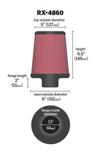 Load image into Gallery viewer, K&N Filter Universal X-Stream Clamp-On Round Tprd 2.5in Flng ID x 6in Base OD x 5in Top OD x 6.5in H Air Filters - Universal Fit K&N Engineering