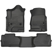 Load image into Gallery viewer, Husky Liners 14 Chevrolet Silverado/GMC Sierra Dbl Cab WeatherBeater Black Front&2nd Seat Floor Line Floor Mats - Rubber Husky Liners