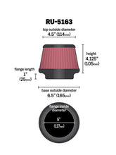 Load image into Gallery viewer, K&N Universal Rubber Filter 5in Flange ID x 6.5in Base OD x 4.5in Top OD x 4.125in Height Air Filters - Universal Fit K&N Engineering