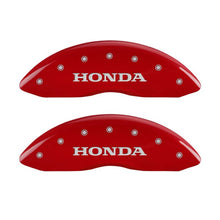 Load image into Gallery viewer, MGP 4 Caliper Covers Engraved Front Honda Engraved Rear Pilot/2016 Red finish silver ch Caliper Covers MGP
