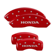 Load image into Gallery viewer, MGP 4 Caliper Covers Engraved Front & Rear Honda Red finish silver ch Caliper Covers MGP