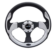 Load image into Gallery viewer, NRG Reinforced Steering Wheel (320mm) Blk w/Silver Trim & 5mm 3-Spoke Steering Wheels NRG