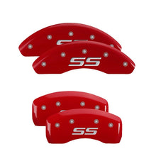 Load image into Gallery viewer, MGP 4 Caliper Covers Engraved Front & Rear Monte Carlo style/SS Red finish silver ch Caliper Covers MGP