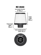 Load image into Gallery viewer, K&N Universal Chrome Filter 1 1/8 inch FLG / 2 1/4 inch Bottom / 2 inch Top / 2.5 inch Height Air Filters - Universal Fit K&N Engineering