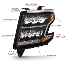 Load image into Gallery viewer, ANZO 15-20 Chevy Tahoe/Suburban LED Light Bar Style Headlights Black w/Sequential w/DRL w/Amber Headlights ANZO