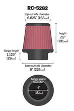Load image into Gallery viewer, K&N Universal Round Tapered Filter 6in Flange ID x 9in Base OD x 6.625in Top OD x 7.5in Height Air Filters - Universal Fit K&N Engineering