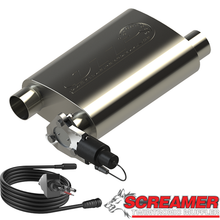 Load image into Gallery viewer, QTP 2.5in Weld-On 304SS Screamer Muffler w/Bolt-On QTEC Electric Cutout Muffler QTP