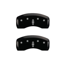 Load image into Gallery viewer, MGP 4 Caliper Covers Engraved Fr Lincoln Rr Star Logo Blk Finish Silver Char 18 Lincoln Continental Caliper Covers MGP