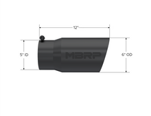 Load image into Gallery viewer, MBRP Universal Tip 6 O.D. Dual Wall Angled 5 inlet 12 length - Black Finish Tips MBRP