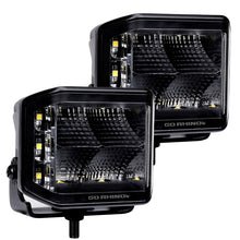 Load image into Gallery viewer, Go Rhino Xplor Blackout Series Cube LED Sideline Flood Light Kit (Surface Mount) 4x3 - Blk (Pair) Light Bars & Cubes Go Rhino