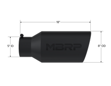 Load image into Gallery viewer, MBRP Universal Tip 8in OD Rolled End 5in Inlet 18in Length T304 - Black Tips MBRP