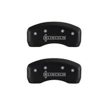 Load image into Gallery viewer, MGP 4 Caliper Covers Engraved Front & Rear Lincoln Red finish silver ch Caliper Covers MGP