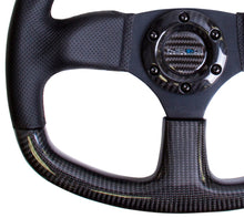 Load image into Gallery viewer, NRG Carbon Fiber Steering Wheel (320mm) Flat Bottom & Leather Trim w/Black Stitching Steering Wheels NRG