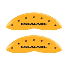 Load image into Gallery viewer, MGP 4 Caliper Covers Engraved Front Escalade Engraved Rear ESV Yellow finish black ch Caliper Covers MGP