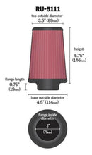 Load image into Gallery viewer, K&N Filter Universal Rubber Filter 3 Flange 4 1/2 Base inch 3 1/2 inch Top 5 3/4 inch Height Air Filters - Universal Fit K&N Engineering