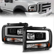Load image into Gallery viewer, ANZO 99-04 Ford F250/F350/F450/Excursion (excl 99) Projector Headlights - w/ Light Bar Black Housing Headlights ANZO