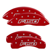 Load image into Gallery viewer, MGP 4 Caliper Covers Engraved Front & Rear Oval Logo/Ford Red Finish Silver Char 2014 Ford F-150 Caliper Covers MGP