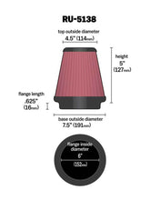 Load image into Gallery viewer, K&N Universal Clamp-On Air Filter 6in FLG / 7-1/2in B / 4-1/2in T / 5in H Air Filters - Universal Fit K&N Engineering