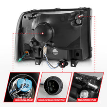 Load image into Gallery viewer, ANZO 99-04 Ford F250/F350/F450/Excursion (excl. 99) Crystal Headlights - w/ Light Bar Black Housing Headlights ANZO
