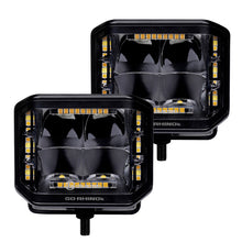 Load image into Gallery viewer, Go Rhino Xplor Blackout Combo Series Cube Sideline LED Spot Lights w/ Amber 4x3 - Blk (Pair) Light Bars & Cubes Go Rhino