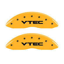 Load image into Gallery viewer, MGP 4 Caliper Covers Engraved Front & Rear Vtech Yellow finish black ch Caliper Covers MGP