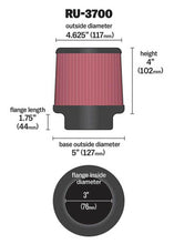 Load image into Gallery viewer, K&N Univeral Rubber Filter Round Tapered 4.625in Top OD x 5in Base OD x 4in H Air Filters - Universal Fit K&N Engineering