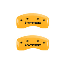 Load image into Gallery viewer, MGP 4 Caliper Covers Engraved Front & Rear i-Vtec Yellow finish black ch Caliper Covers MGP
