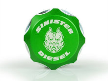Load image into Gallery viewer, Sinister Diesel 13-17 Dodge/Ram 6.7 Cummins Billet Fuel Plug - Green Oil Caps Sinister Diesel