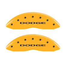 Load image into Gallery viewer, MGP 4 Caliper Covers Engraved Front & Rear Dodge Yellow Finish Black Char 2008 Dodge Durango Caliper Covers MGP