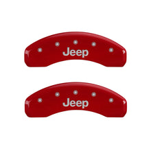 Load image into Gallery viewer, MGP 4 Caliper Covers Engraved Front & Rear JEEP Red finish silver ch Caliper Covers MGP