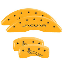 Load image into Gallery viewer, MGP 4 Caliper Covers Engraved Front & Rear MGP Yellow finish black ch Caliper Covers MGP
