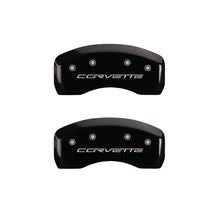 Load image into Gallery viewer, MGP 4 Caliper Covers Engraved Front & Rear C6/Corvette Black finish silver ch Caliper Covers MGP