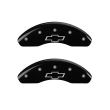 Load image into Gallery viewer, MGP 4 Caliper Covers Engraved Front & Rear Bowtie Black Finish Silver Char 2019 Chevrolet Equinox Caliper Covers MGP