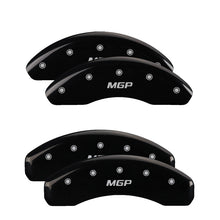 Load image into Gallery viewer, MGP 4 Caliper Covers Engraved Front & Rear MGP Black finish silver ch Caliper Covers MGP