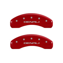 Load image into Gallery viewer, MGP 4 Caliper Covers Engraved Front & Rear Denali Red Finish Silver Char 2018 GMC Canyon Caliper Covers MGP