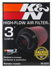 Load image into Gallery viewer, K&N Universal Rubber Filter - Round Tapered 6in Base OD x 3in Flange ID x 6in H Air Filters - Universal Fit K&N Engineering