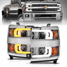 Load image into Gallery viewer, ANZO Projector Headlights 15-17 Chevrolet Silverado 2500HD / 3500HD Chrome w/ Chrome Rim Headlights ANZO