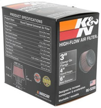 Load image into Gallery viewer, K&N Universal Round Clamp-On Air Filter 3in Flange ID x 6in Base OD x 4.625in Top OD x 3in Height Air Filters - Universal Fit K&N Engineering