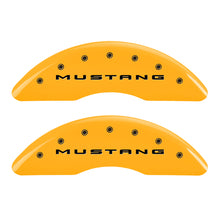 Load image into Gallery viewer, MGP 4 Caliper Covers Engraved Front 2015/Mustang Engraved Rear 2015/Bar & Pony Yellow fnsh black ch Caliper Covers MGP