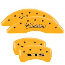 Load image into Gallery viewer, MGP 4 Caliper Covers Engraved Front & Rear GMC Yellow finish black ch Caliper Covers MGP