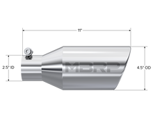 Load image into Gallery viewer, MBRP Universal Tip 4.5 O.D. Angle Rolled End 2.5 Inlet 11in Length - T304 Steel Tubing MBRP