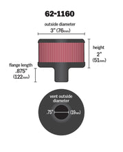 Load image into Gallery viewer, K&N Filter 3/4in Vent 3in Diameter 2in Height Air Filters - Universal Fit K&N Engineering