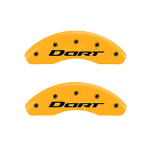 Load image into Gallery viewer, MGP 4 Caliper Covers Engraved Front & Rear With out stripes/Dart Yellow finish black ch Caliper Covers MGP