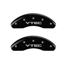 Load image into Gallery viewer, MGP 4 Caliper Covers Engraved Front & Rear Vtech Black finish silver ch Caliper Covers MGP