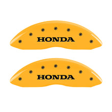 Load image into Gallery viewer, MGP 4 Caliper Covers Engraved Front Honda Engraved Rear H Logo Yellow finish black ch Caliper Covers MGP
